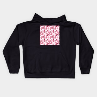 Pinky red leaves pattern on white Kids Hoodie